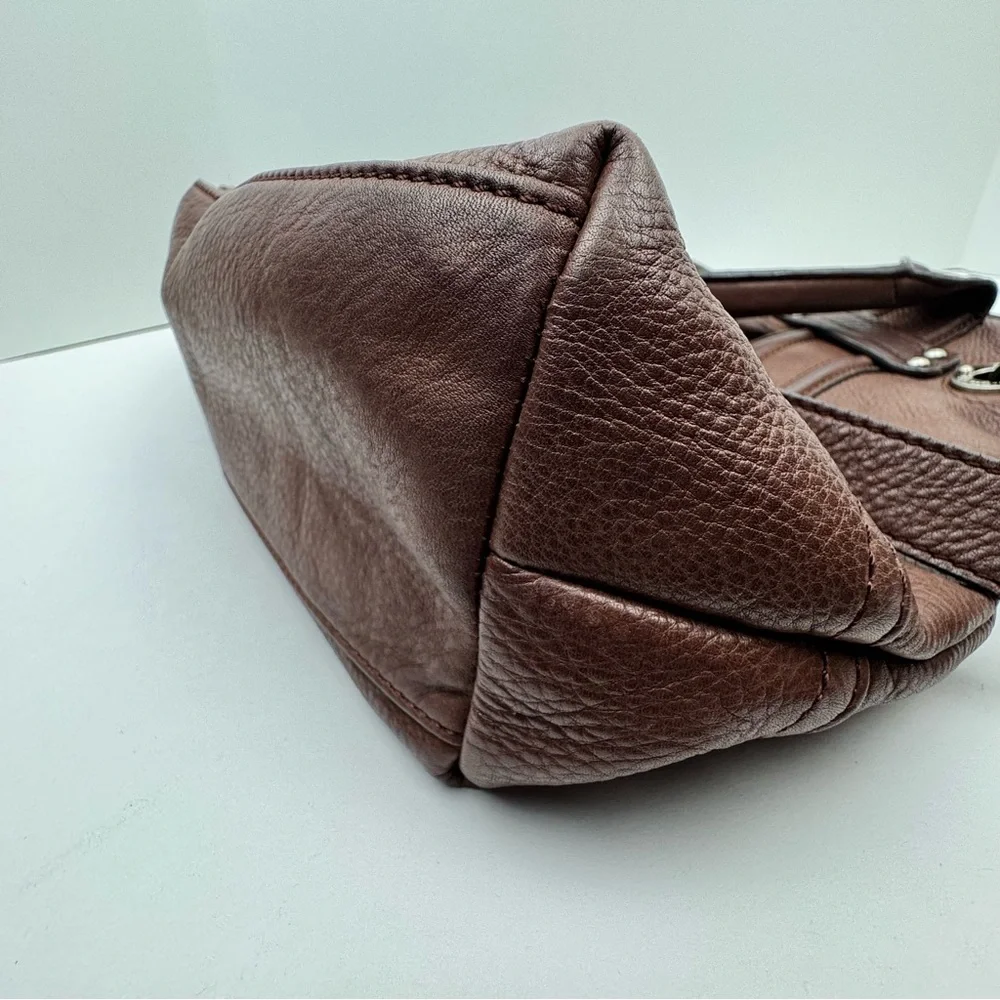 B. Markowsky soft pebbled leather satchel handbag tote. Silver tone hardware.